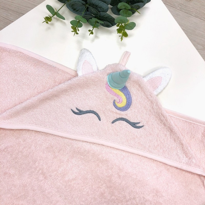 Prosop bebe copii cu gluga din bumbac, Unicorn (2)